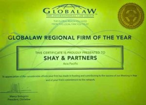 Globalaw Regional firm of the year Asia Pacific SHAY & PARTNERS